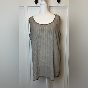 Ann Taylor Loft Women's Medium Gray White Scoop Neck Tank Top Sleeveless Summer